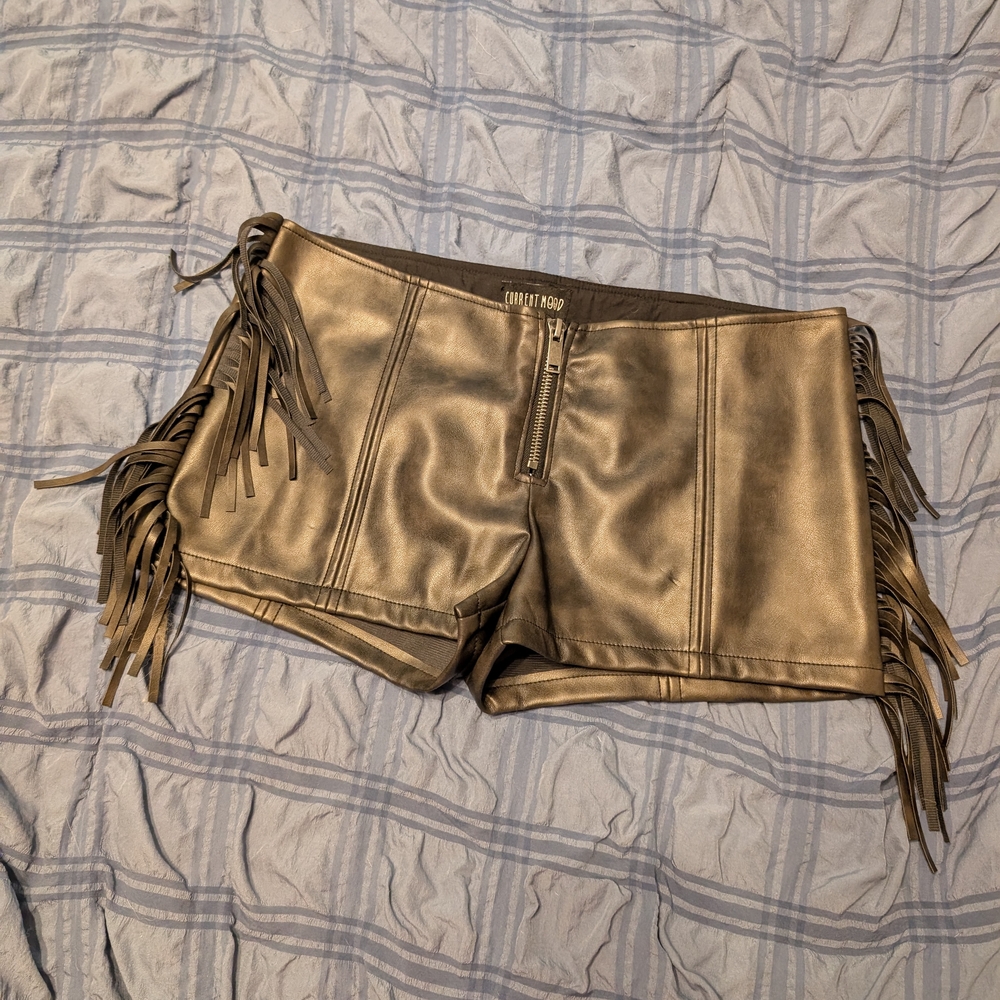 Dolls Kill Current Mood VIP Lounge Fringe Shorts Black XL - NWT
